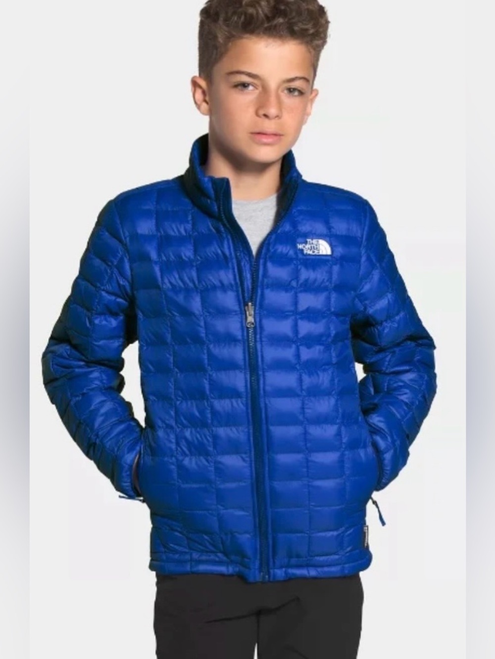 The North Face Thermol ball Boys XL Snorkel Blue Quilted Hybrid Zip Jacket